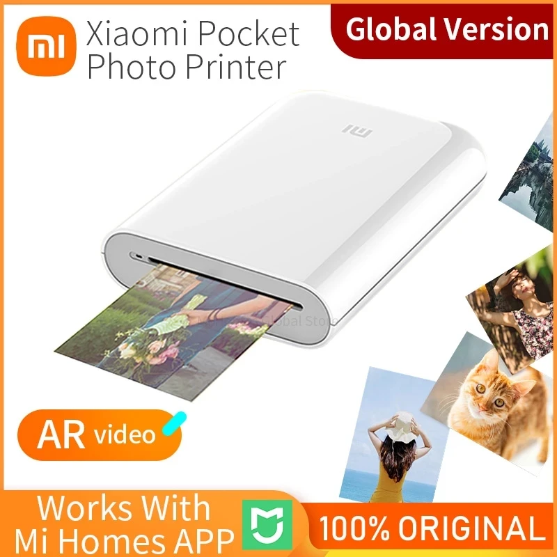 Global Version Xiaomi Mijia Photo Printer 300dpi Mi Portable Mini Pocket Picture Printer For Smartphone Works With Mi Homes App