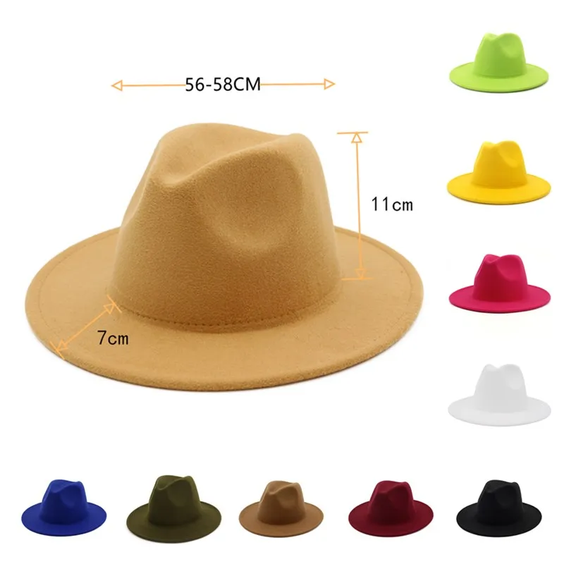 Men Fedora hats women Simple woolen hat 