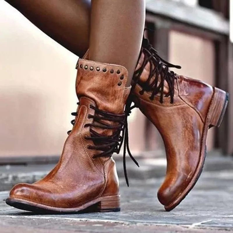 mid length leather boots