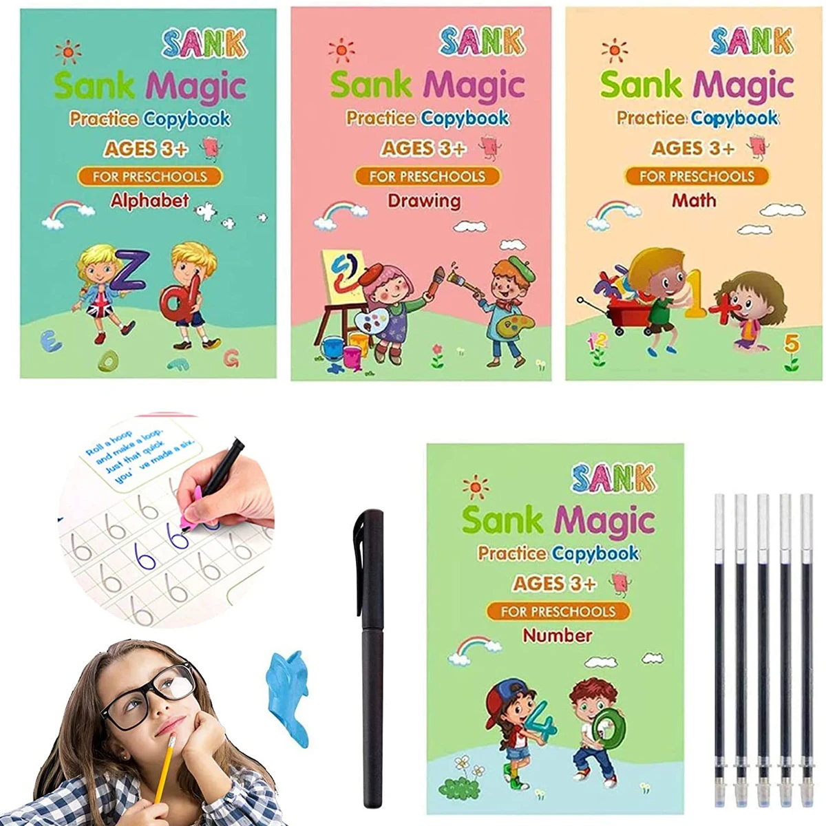 Αγορά Προμήθειες τέχνης  4pcs Magic Practice Copybook for Kids The Print  Handwiriting Workbook Reusable Writing Practice Book