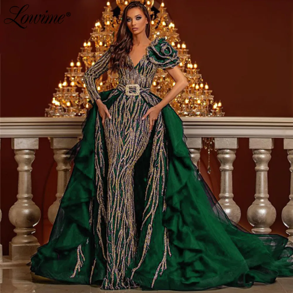 Купить Вечерние платья Green Glitter Evening Dresses With Detachable