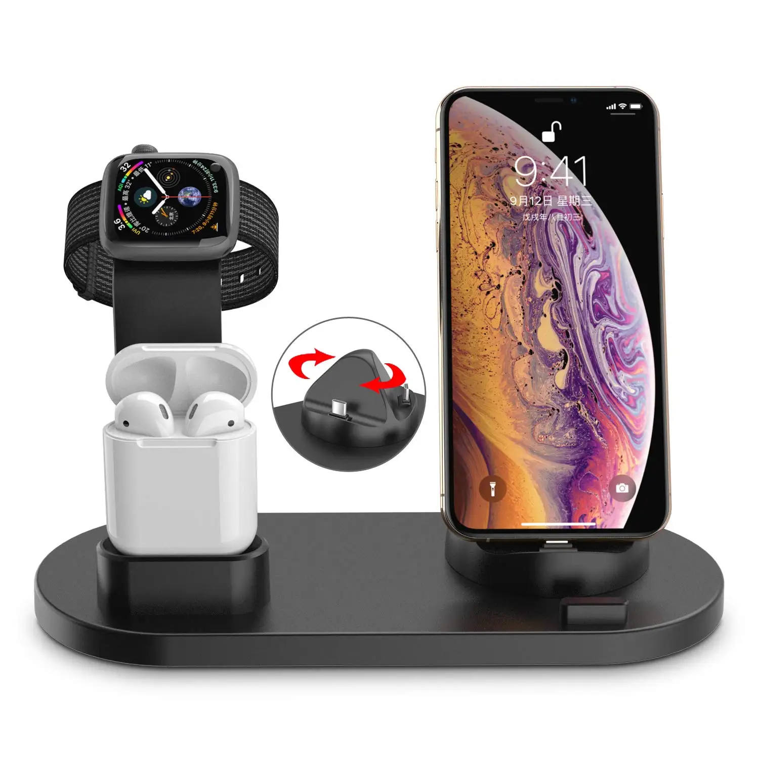 קנו אביזרים לטלפון נייד | Charging Stand for Apple Watch Charger Stand for  iPhone AirPods, Dock Station for AirPods Stand Charging Docks Holder
