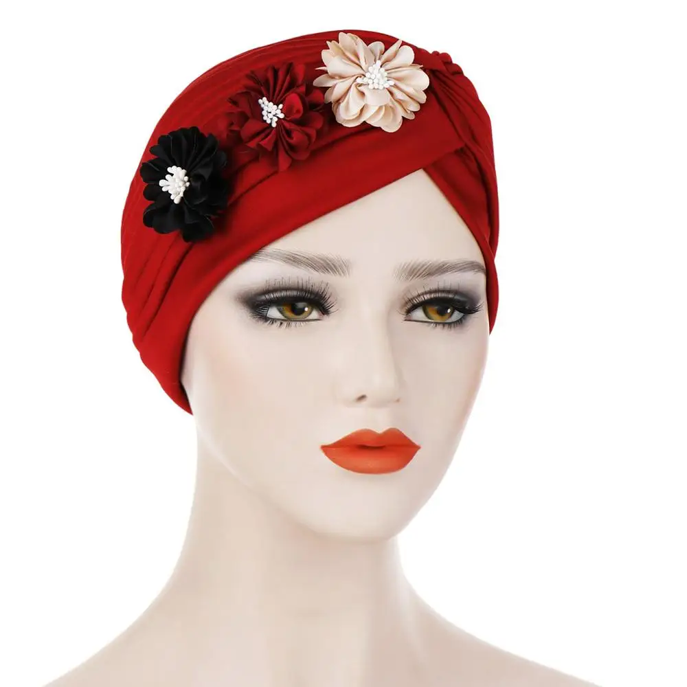 Trendy flower turban caps women hijab 