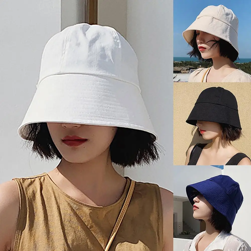 Solid Color Bucket Hat for Women Men 