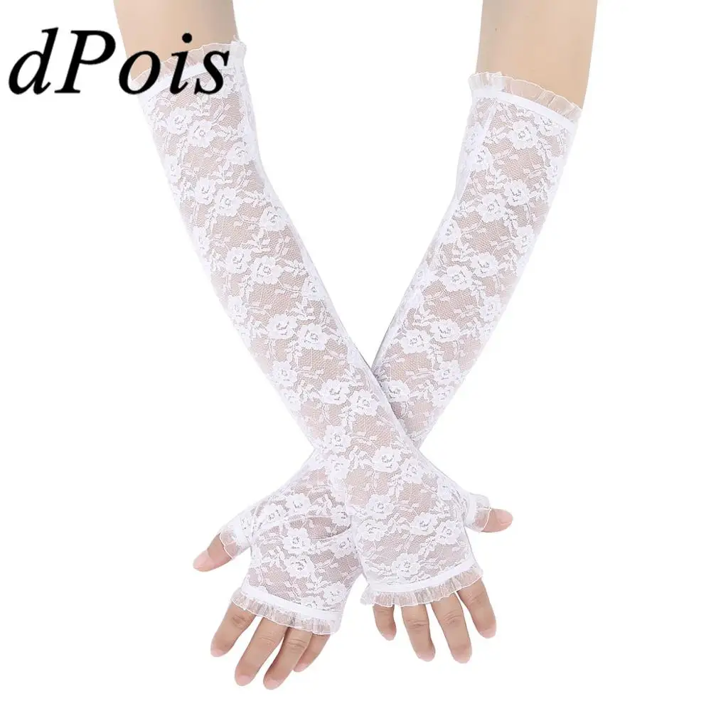 elbow length fingerless gloves