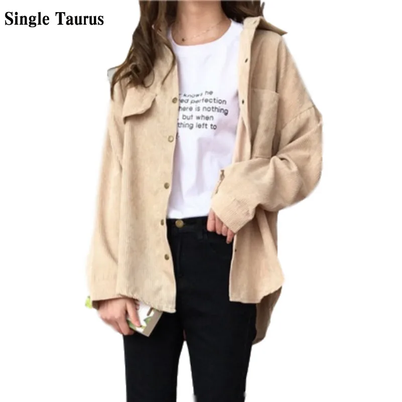 Corduroy Shirt Coat Women Fashion 
