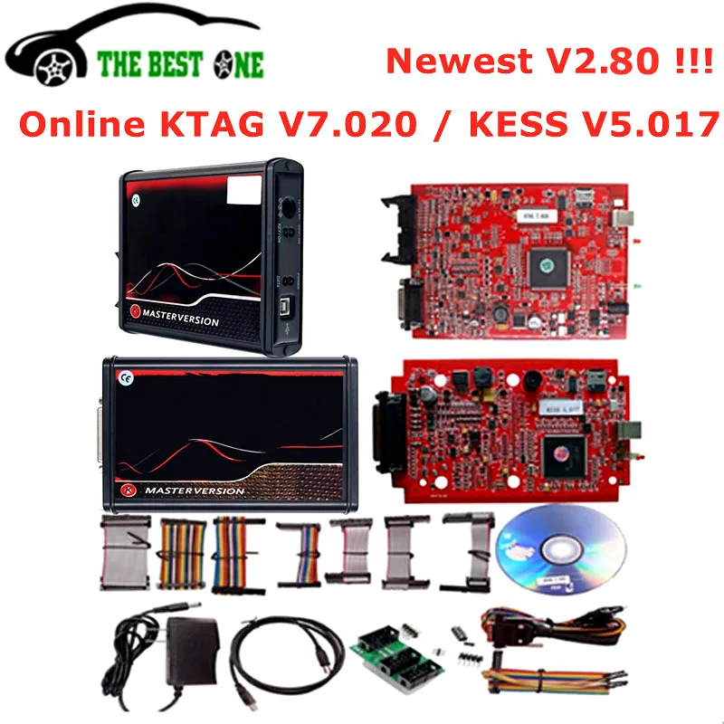 Αγορά Εργαλεία επισκευής αυτοκινήτου  Online 2.80 EU Red KESS V5.017 No  Token KTAG V7.020 2.25 K-tag 4 LED BDM Frame Kess 5.017 OBD2 Manager Tuning  Kit ECU Programmer