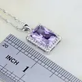 Square Natural Purple Zircon White Australian Crystal 925 Silver Jewelry Sets For Women Wedding Earrings/Pendant/Necklace/Ring preview-2