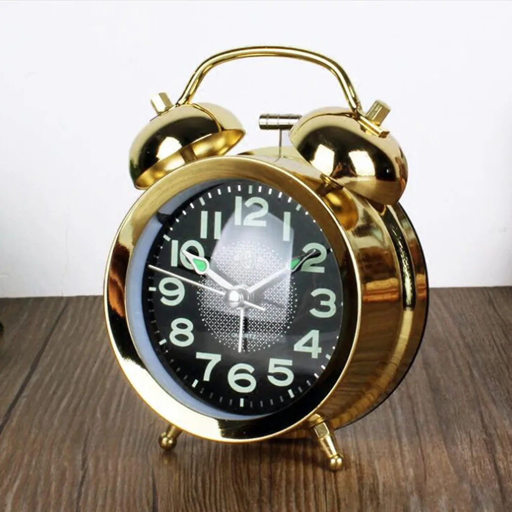 Купить Домашний декор Big Sound Metal Alarm Clock Bedside Ringing Clock with Night Light