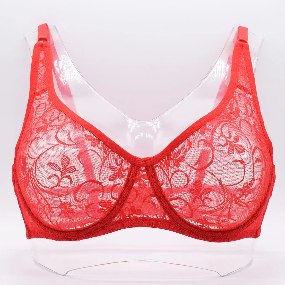 Cumpără Intime pentru femei  Meliyuu Plus Size Womens Lace Bra Transparent  See Through Sexy Lingerie Hollow Out Bralette BH Tops A B C D DD Cup