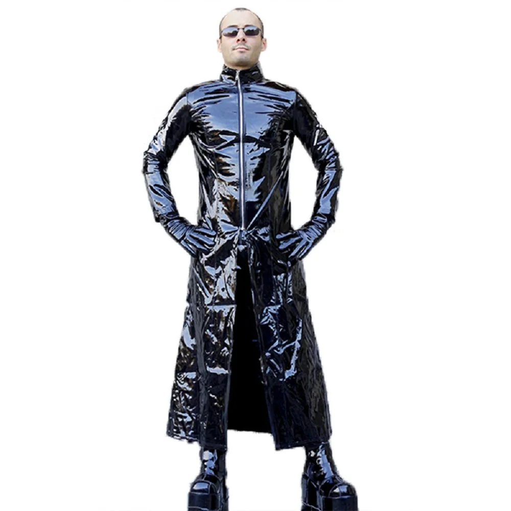 pvc trench coat mens