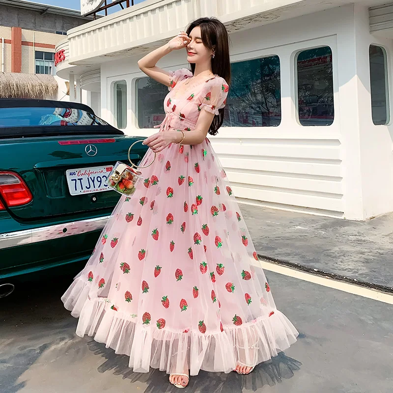 Sweet Strawberry Sequined Embroidery 