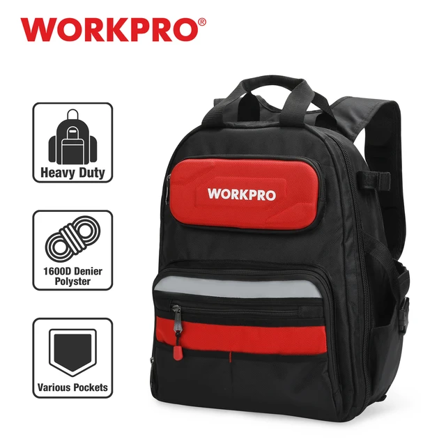 WORKPRO 2021 New Tool Bag 17'' Backpack Waterproof Organizer Bag 60-Pocket Multifunctional Storage Bags for Man-animated-img
