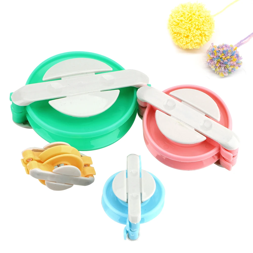 Pom-pom Maker 4 Sizes Pompom Maker Fluff Ball Weaver Needle DIY Craft  Knitting Wool Tool Kit with Thread Cutter Scissors