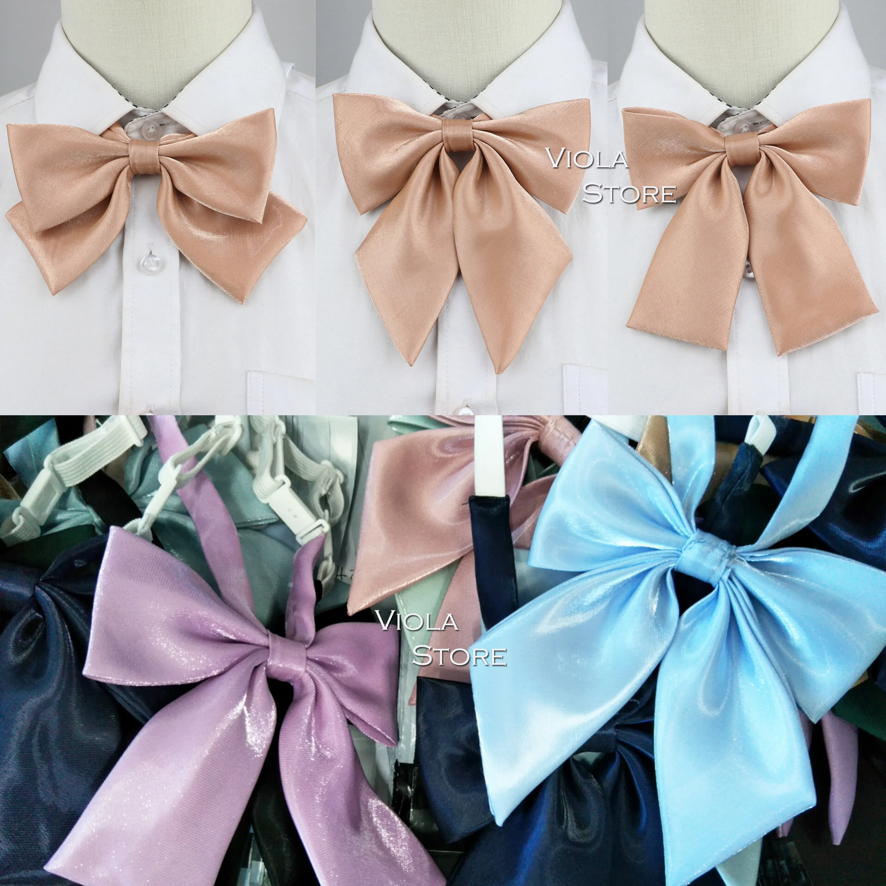 Beautiful Shining Solid Chic College Style Ladies Bowtie Women Girl Student Cosplay Party Show Uniform Suit Accessory Butterfly
