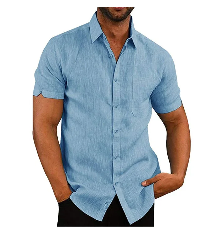 Short Sleeve Linen Shirts Men's Summer 