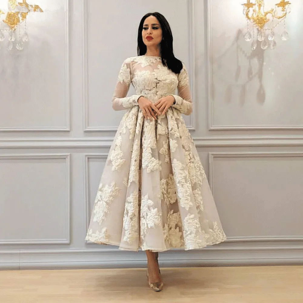Vestido De Festa Long Sleeve Ankle 