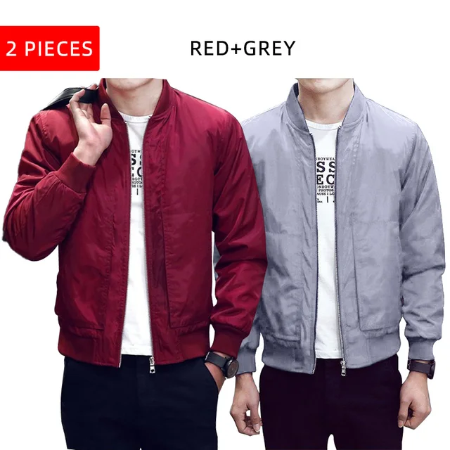 red grey bomber jacket