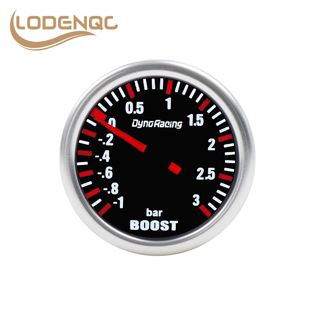 Lodenqc Car Meter Boost Sensor 2''52MM -1-3 Bar Mechanical White Led Boost Gauge Smoke lens-animated-img