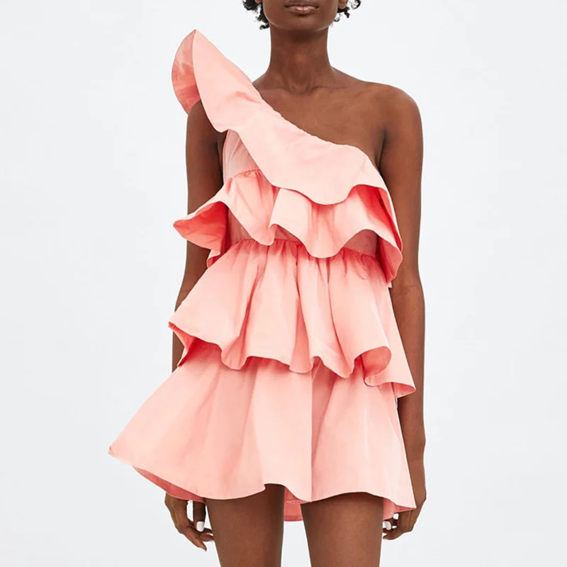 Sexy One Shoulder Mini Dresses Womens 