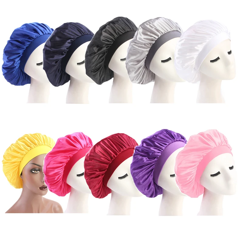 58cm Adjust Solid Satin Bonnet Hair Cap 