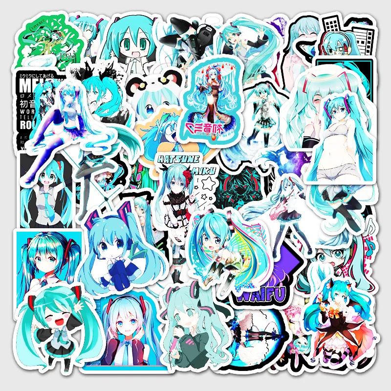 10/65Pcs Funny Hatsune Miku Anime Stickers Skateboard Graffiti