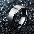 Simple Rings with Boxes Trendy Stainless Steel Black Rings for Women Wedding Rings Men Jewelry Width 8mm preview-2