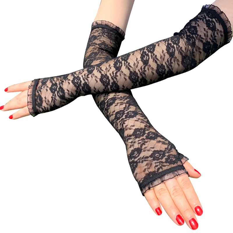 long black fingerless gloves