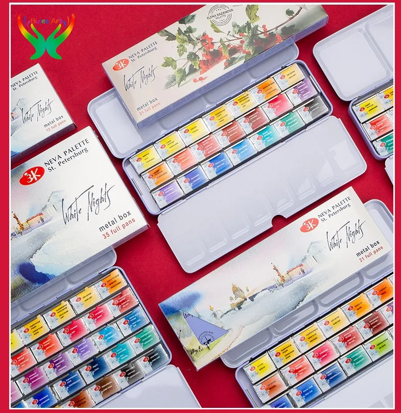 WHITE NIGHTS WATERCOLOR PROFESSIONAL Paint Set Russian Nevskaya palitra