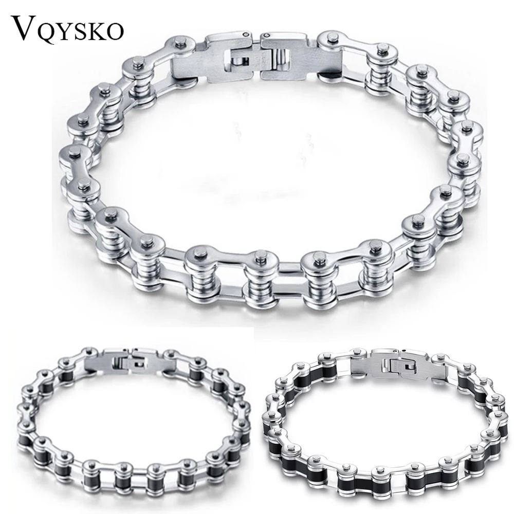 Top Quality Stainless Steel Biker Bracelet  Men's Motorcycle Chain Punk Rock Male Bracelet Biker Bicycle Bracelets For Men-animated-img