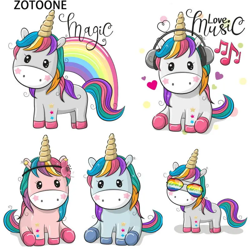 Iron on patches cute unicorn Thermal Transfers for Clothing Cartoon