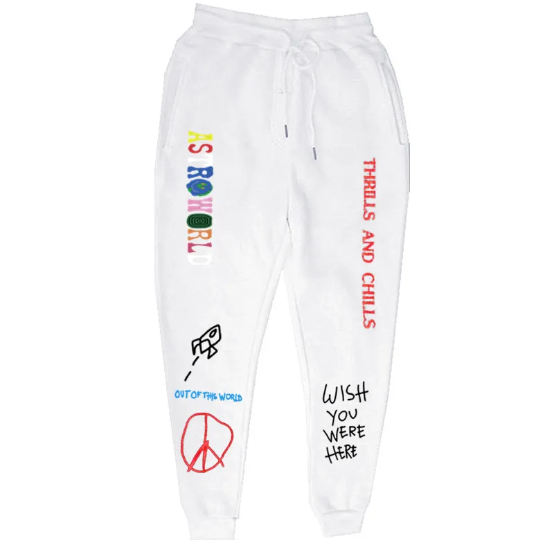 Acquistare Pantaloni | Quality Fleece trousers TRAVIS SCOTT ASTROWORLD  Letter Printed Women Men Jogging Pants Hip hop Streetwear Men SweatpantS