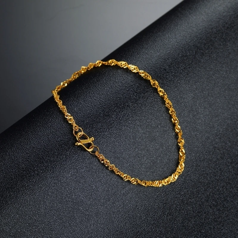 Solid 24K Yellow Gold Bracelet Women 