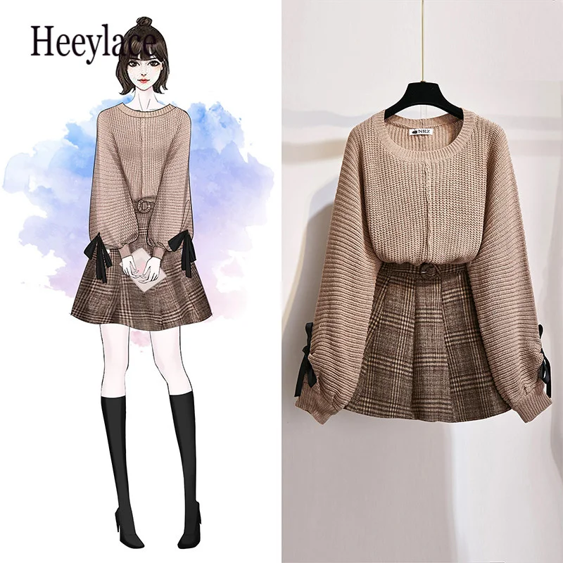 women 2 piece set knitted tops 