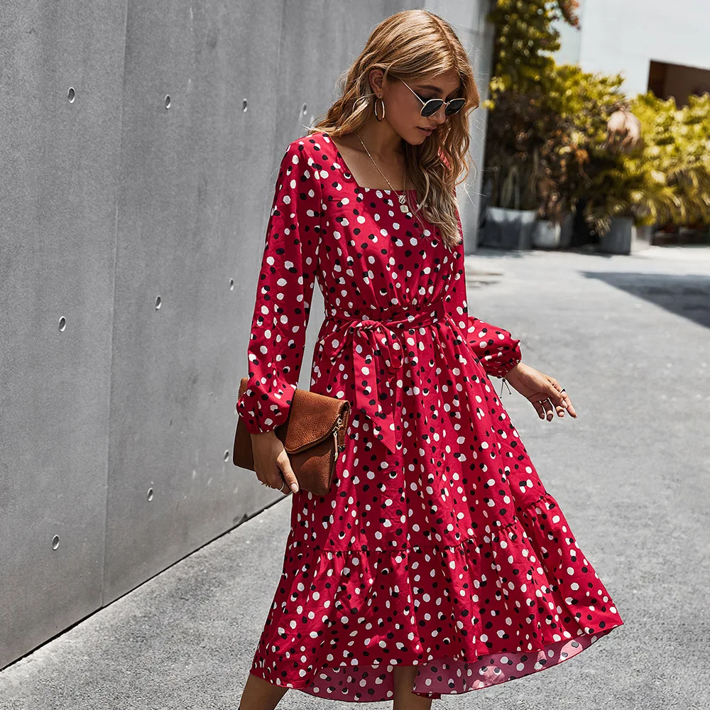 ladies white polka dot dress