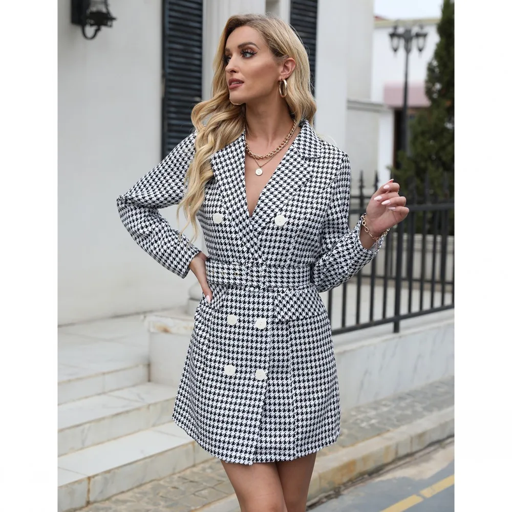 Printed Suit Coat Casual Blazer Dress 