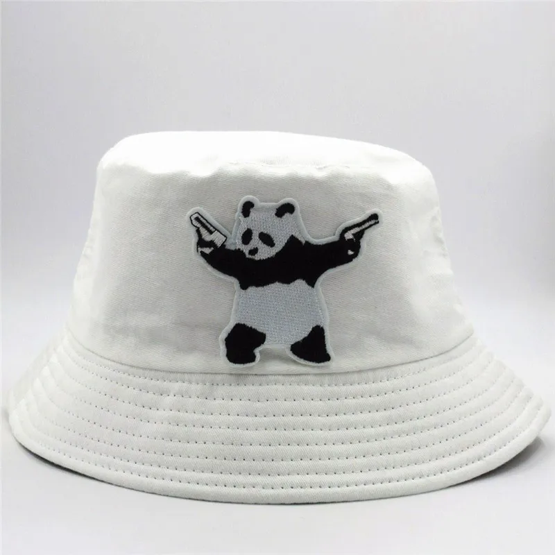 Cartoon panda embroidery cotton Bucket 
