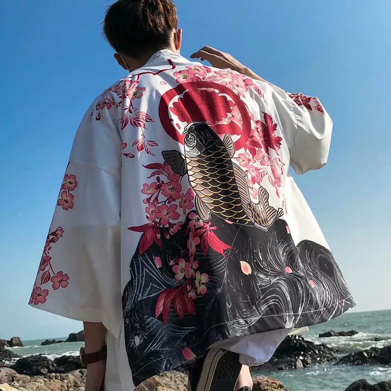 Japanese Kimono Style Men Cardigan Half 