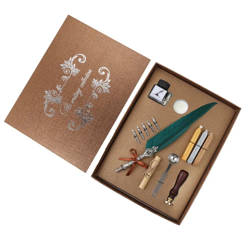 1 set Calligraphy Pen Dip Pen Writing Ink Set Stationery Gift Box with 5 Nib 