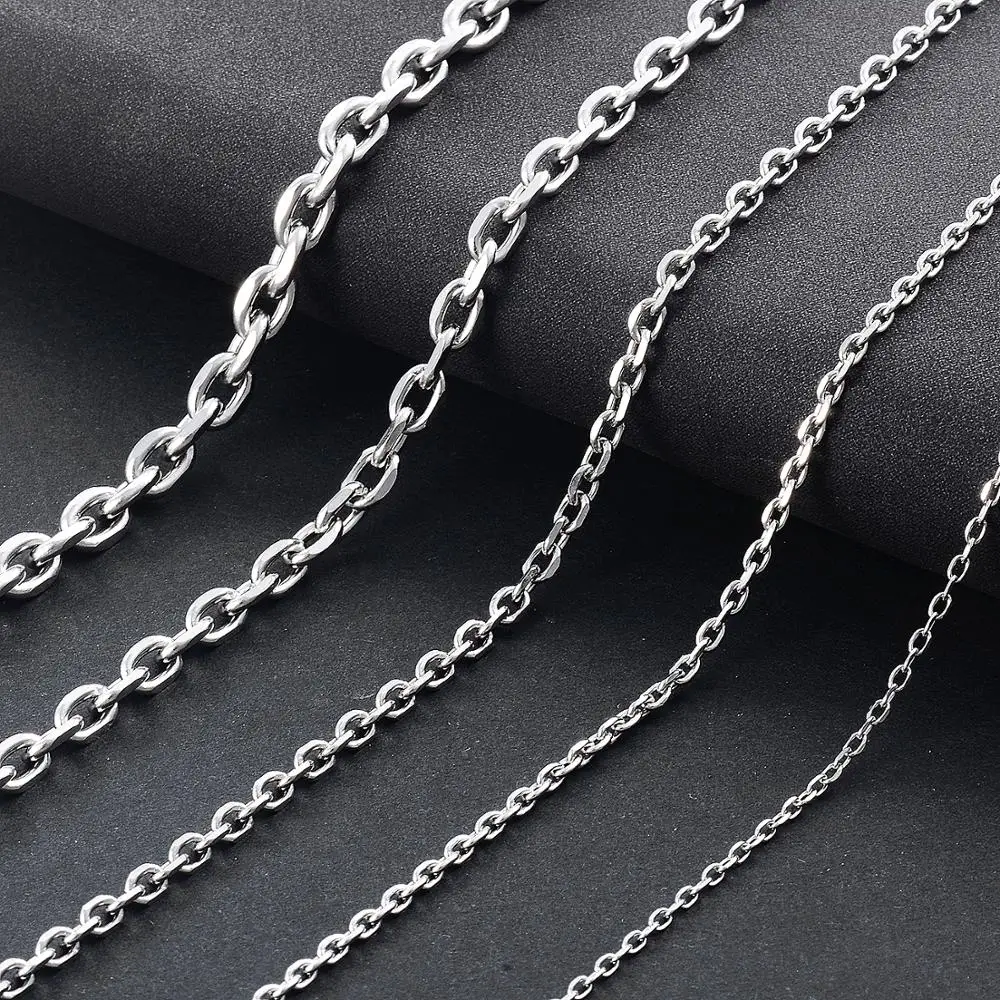 Stainless Steel Silver Color O Shape Chain Necklace 1.6mm / 2.4mm / 3mm / 4mm / 5mm Fashion Men And Women New Jewelry-animated-img