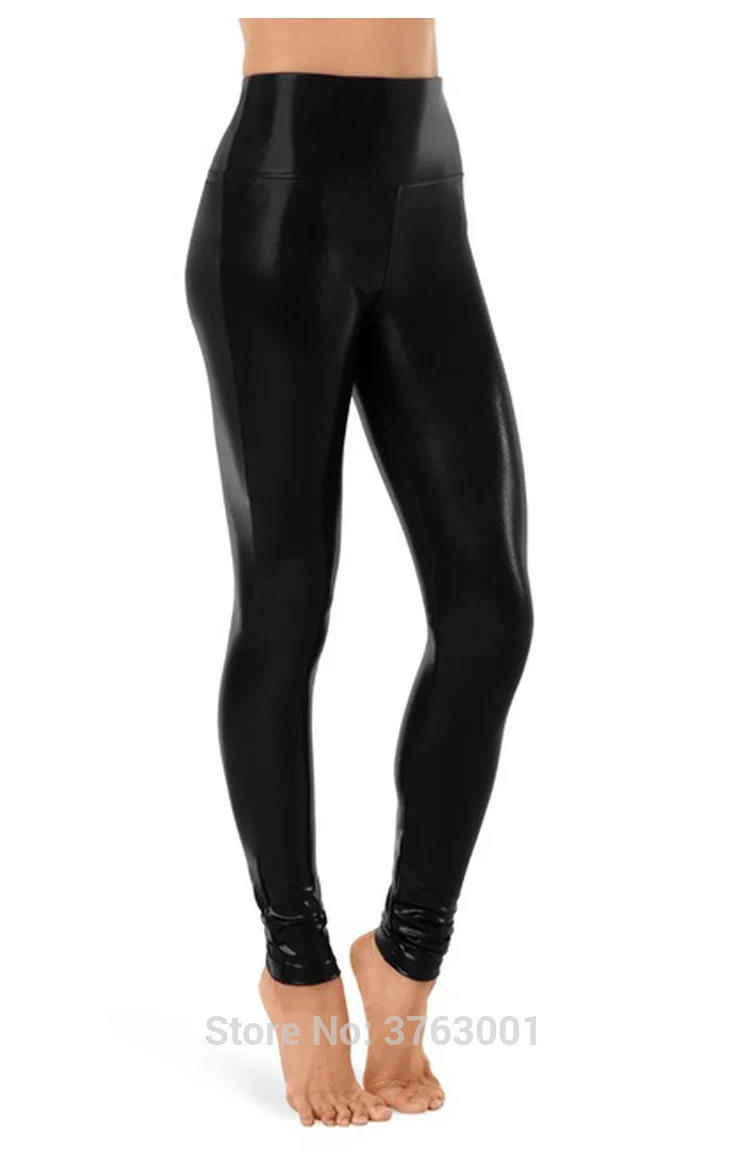 Metallic Color PU Leggings Women Shiny Legging Leather Pants Candy