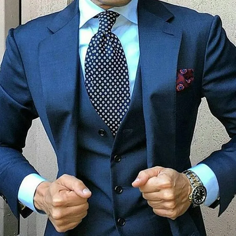 navy three piece suit wedding