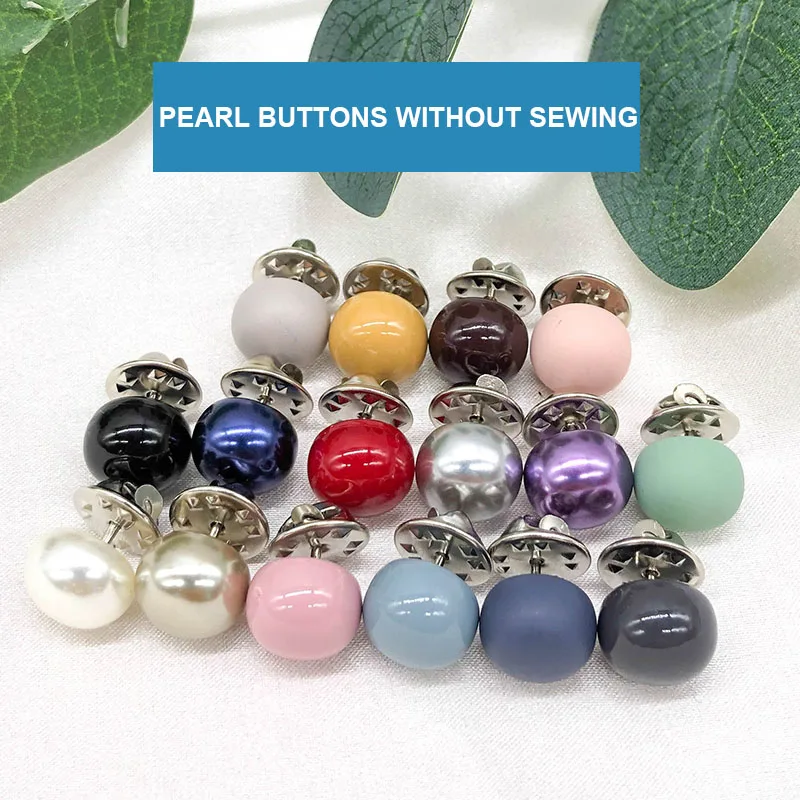 5pcs Round Pearl Buttons for T-shirt Clothing Button without sewing Decoration handle DIY-animated-img