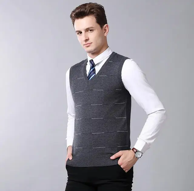 Wool Vest Men Autumn Spring New V-neck 