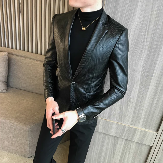 blazer men leather jacket