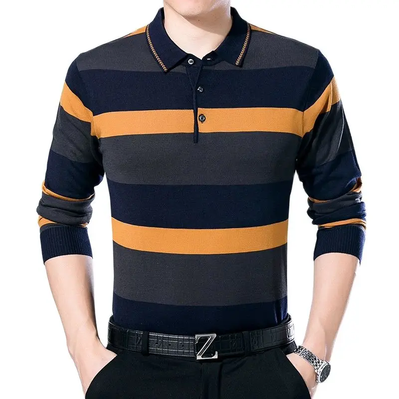 mens striped polo shirt long sleeve