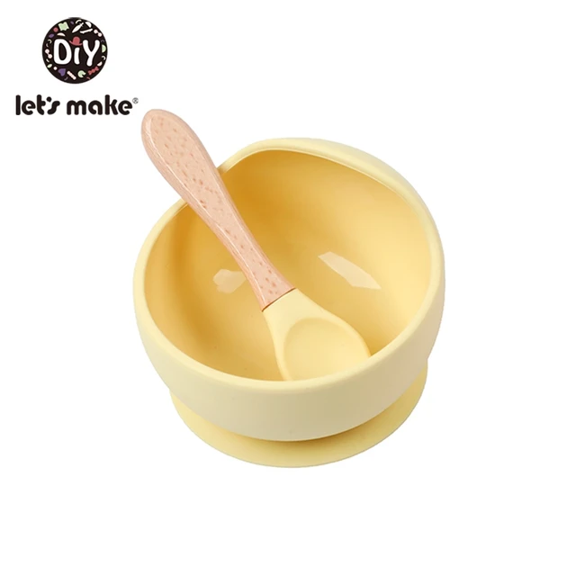 Let'S Make 1set Silicone Baby Feeding Set Waterproof Spoon Non-Slip  Feedings Silicone Bowl Tableware Baby Products Baby Plate