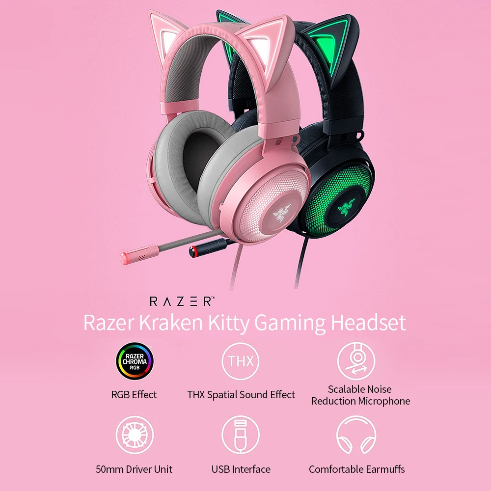 Awesome New arrival jelly Cumpără Căști | Razer Kraken Kitty Gaming Headset TNX 7.1 Surround Sound  Headphone USB Interface Active Noise Reduction Microphone Headset Gamer