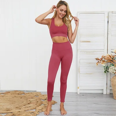 2 Piece Set Women Workout Clothes Yoga Set Seamless Women Gym Clothing  Athletic Sports Suit Women Sports Bra and Leggings Set