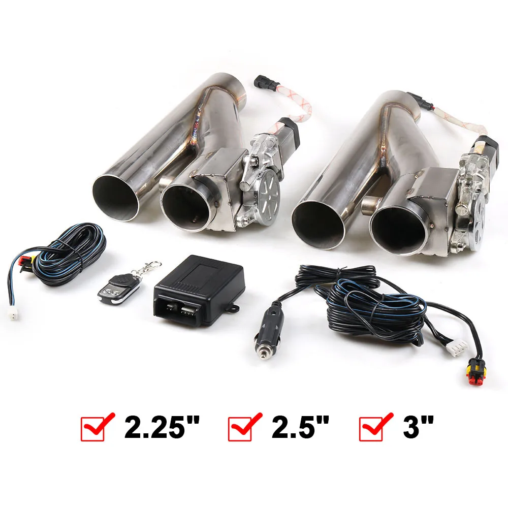 2.25'' 2.5'' 3'' Double Exhaust Control Valve Electric Y Pipe Single Valve Electrical Cutout kit With Remote Control-animated-img